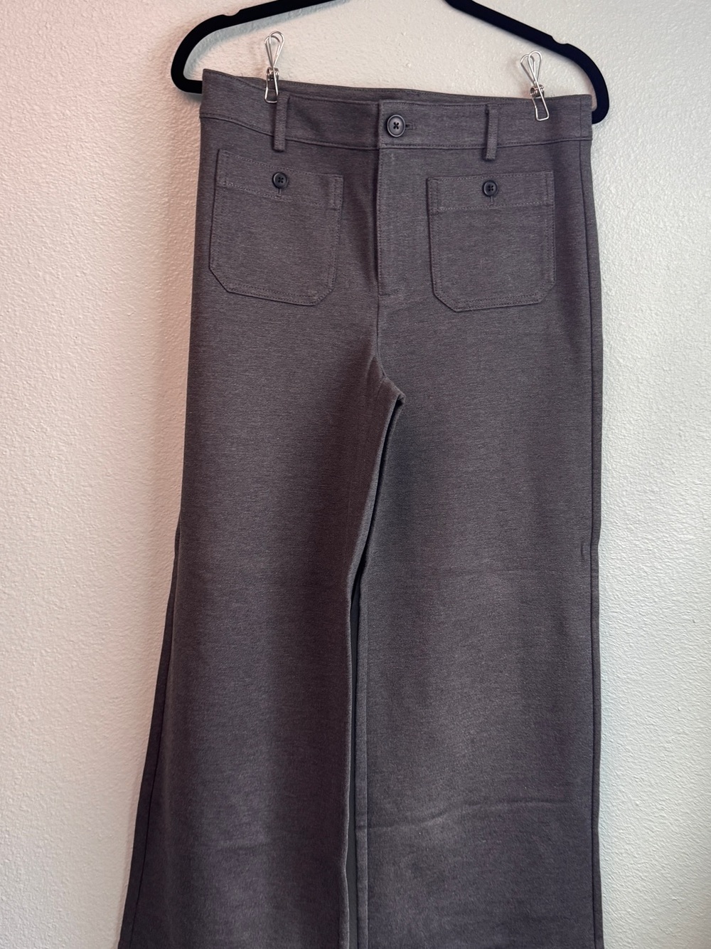 LOFT Gray Knit Pants with Clean Waistband